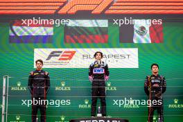 The podium (L to R): Laurens van Hoepen (NLD) ART Grand Prix, second' Nikola Tsolov (BGR) ART Grand Prix, Noel Leon (MEX) Van Amersfoort Racing, third. 21.07.2024. FIA Formula 3 Championship, Rd 8, Feature Race, Budapest, Hungary, Sunday.