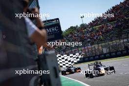 Oliver Goethe (GER) Campos Racing takes the chequered flag at the end of the race. 18.05.2024. FIA Formula 3 Championship, Rd 3, Sprint Race, Imola, Italy, Saturday.