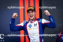 Race winner Sami Meguetounif (FRA) Trident celebrates on the podium. 19.05.2024. FIA Formula 3 Championship, Rd 3, Feature Race, Imola, Italy, Sunday.