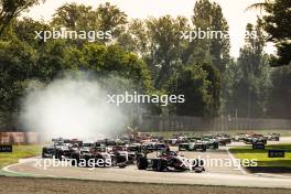 Sami Meguetounif (FRA) Trident leads at the start of the race. 19.05.2024. FIA Formula 3 Championship, Rd 3, Feature Race, Imola, Italy, Sunday.