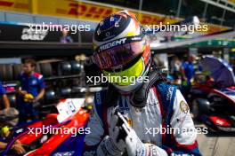 Leonardo Fornaroli (ITA) Trident celebrates after qualifying. 30.08.2024. Formula 3 Championship, Rd 10, Monza, Italy, Friday.