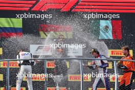 The podium (L to R): Sebastian Montoya (COL) Campos Racing, second; Tim Tramnitz (GER) MP Motorsport, race winner; Santiago Ramos (MEX) Trident, third. 31.08.2024. Formula 3 Championship, Rd 10, Sprint Race, Monza, Italy, Saturday.