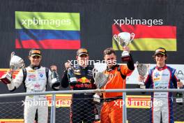 The podium (L to R): Sebastian Montoya (COL) Campos Racing, second; Tim Tramnitz (GER) MP Motorsport, race winner; Santiago Ramos (MEX) Trident, third. 31.08.2024. Formula 3 Championship, Rd 10, Sprint Race, Monza, Italy, Saturday.