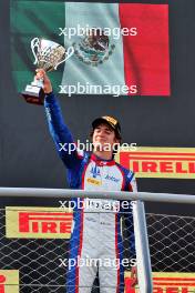 Santiago Ramos (MEX) Trident celebrates his third position on the podium. 31.08.2024. Formula 3 Championship, Rd 10, Sprint Race, Monza, Italy, Saturday.