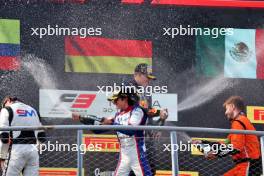 The podium (L to R): Sebastian Montoya (COL) Campos Racing, second; Tim Tramnitz (GER) MP Motorsport, race winner; Santiago Ramos (MEX) Trident, third. 31.08.2024. Formula 3 Championship, Rd 10, Sprint Race, Monza, Italy, Saturday.