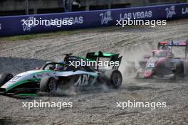 Charlie Wurz (AUT) Jenzer Motorsport and Nikola Tsolov (BGR) ART Grand Prix off the track. 31.08.2024. Formula 3 Championship, Rd 10, Sprint Race, Monza, Italy, Saturday.