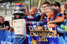 Leonardo Fornaroli (ITA) Trident celebrates third position and becoming F3 Champion in parc ferme. 01.09.2024. Formula 3 Championship, Rd 10, Feature Race, Monza, Italy, Sunday.