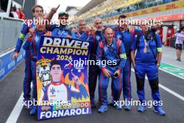 Trident celebrate the F3 Championship for Leonardo Fornaroli (ITA) Trident at the end of the race. 01.09.2024. Formula 3 Championship, Rd 10, Feature Race, Monza, Italy, Sunday.