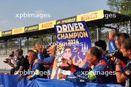 Trident celebrate race victory for Sami Meguetounif (FRA) Trident and the F3 Championship for Leonardo Fornaroli (ITA) Trident at the end of the race. 01.09.2024. Formula 3 Championship, Rd 10, Feature Race, Monza, Italy, Sunday.