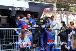 Trident celebrate race victory for Sami Meguetounif (FRA) Trident and the F3 Championship for Leonardo Fornaroli (ITA) Trident at the end of the race. 01.09.2024. Formula 3 Championship, Rd 10, Feature Race, Monza, Italy, Sunday.