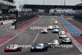 (L to R): Sarah Bovy (BEL) / Doriane Pin (FRA) / Michelle Gatting (DEN) #85 Iron Dames Lamborghini Huracan LMGT3 Evo2 and Ian James (USA) / Daniel Mancinelli (ITA) / Alex Riberas (ESP) #27 Heart of Racing Team Aston Martin Vantage AMR LMGT3 battle for position. 02.03.2024. FIA World Endurance Championship, Round 1, Doha 1812 KM, Doha, Qatar, Saturday.