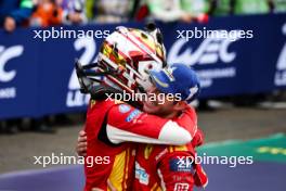 Race winners Miguel Molina (ESP) and Nicklas Nielsen (DEN) #50 Ferrari AF Corse, celebrate at the end of the race in parc ferme. 16.06.2024. FIA World Endurance Championship, Round 4, Le Mans 24 Hours, Race, Le Mans, France, Sunday.