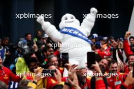 The Michelin man celebrates with race winners #50 Ferrari AF Corse, at the end of the race in parc ferme. 16.06.2024. FIA World Endurance Championship, Round 4, Le Mans 24 Hours, Race, Le Mans, France, Sunday.