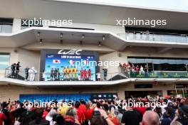 The podium (L to R): Kamui Kobayashi (JPN), Mike Conway (GBR) and Nyck de Vries (NLD) #07 Toyota Gazoo Racing, second; Yifei Ye (CHN), Robert Shwartzman (ISR), and Robert Kubica (POL) #83 AF Corse Ferrari, race winners; Miguel Molina (ESP), Antonio Fuoco (ITA), and Nicklas Nielsen (DEN) #50 Ferrari AF Corse, third. 01.09.2024. FIA World Endurance Championship, Rd 6, Lone Star COTA, Circuit of the Americas, Austin, Texas, USA.