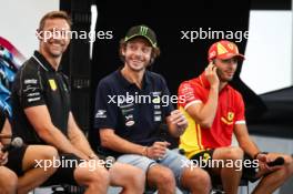 (L to R): Jenson Button (GBR) #38 Hertz Team Jota Porsche; Valentino Rossi (ITA) #46 Team WRT BMW; and Antonio Fuoco (ITA) #50 Ferrari AF Corse, at a Press Conference. 14.09.2024. FIA World Endurance Championship, Round 7, Six Hours of Fuji, Fuji, Japan, Saturday.