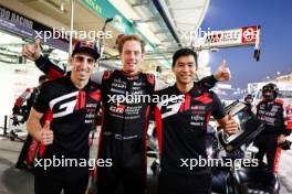 (L to R): Sebastien Buemi (SUI) / Brendon Hartley (NZL) / Ryo Hirakawa (JPN) #08 Toyota Gazoo Racing, Toyota GR010, Hybrid, celebrate pole position. 01.11.2024. FIA World Endurance Championship, Round 8, Eight Hours of Bahrain, Sakhir, Bahrain, Friday.