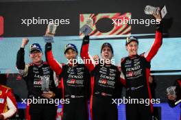 Race winners Sebastien Buemi (SUI) / Brendon Hartley (NZL) / Ryo Hirakawa (JPN) #08 Toyota Gazoo Racing, celebrate on the podium. 02.11.2024. FIA World Endurance Championship, Round 8, Eight Hours of Bahrain, Sakhir, Bahrain, Saturday.