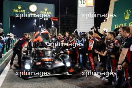 Race winners Ryo Hirakawa (JPN) /Sebastien Buemi (SUI) / Brendon Hartley (NZL) #08 Toyota Gazoo Racing, Toyota GR010, Hybrid, celebrate in parc ferme. 02.11.2024. FIA World Endurance Championship, Round 8, Eight Hours of Bahrain, Sakhir, Bahrain, Saturday.